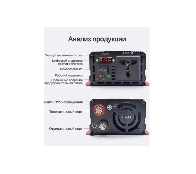 Преобразователь напряжения инвертор 1000Вт 12в-220в